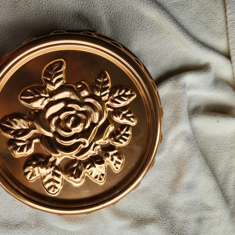 Vintage Floral Copper Jello Mold